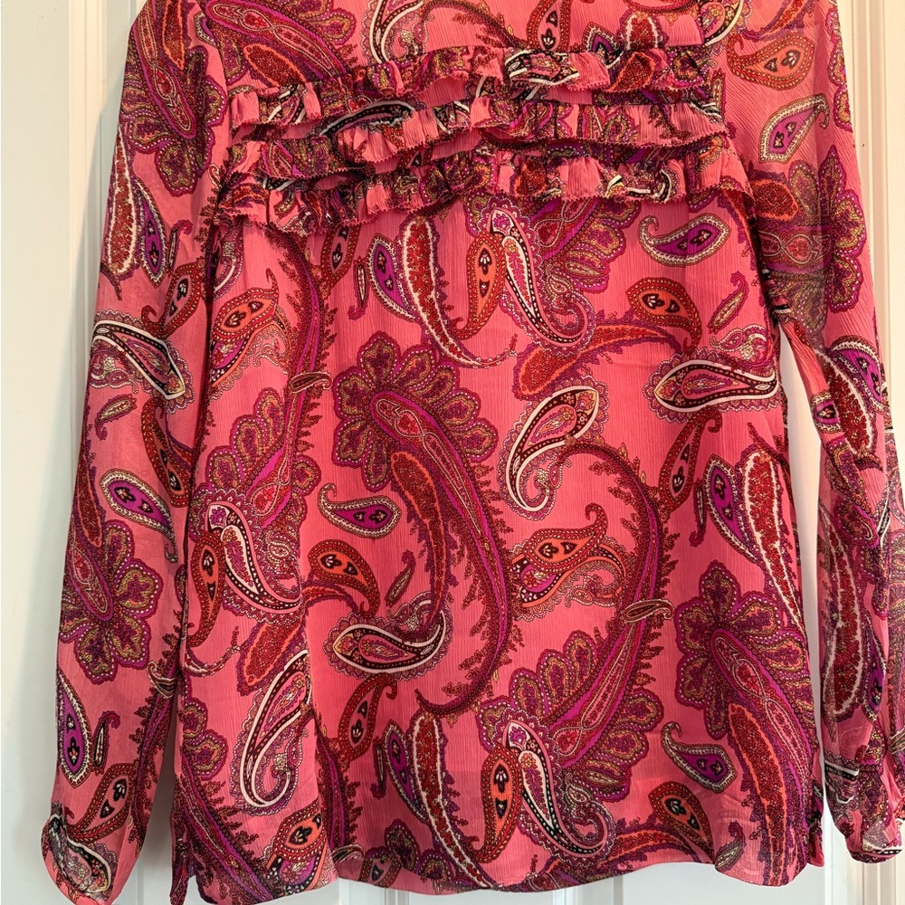 J. Crew Vibrant Pink Paisley Blouse